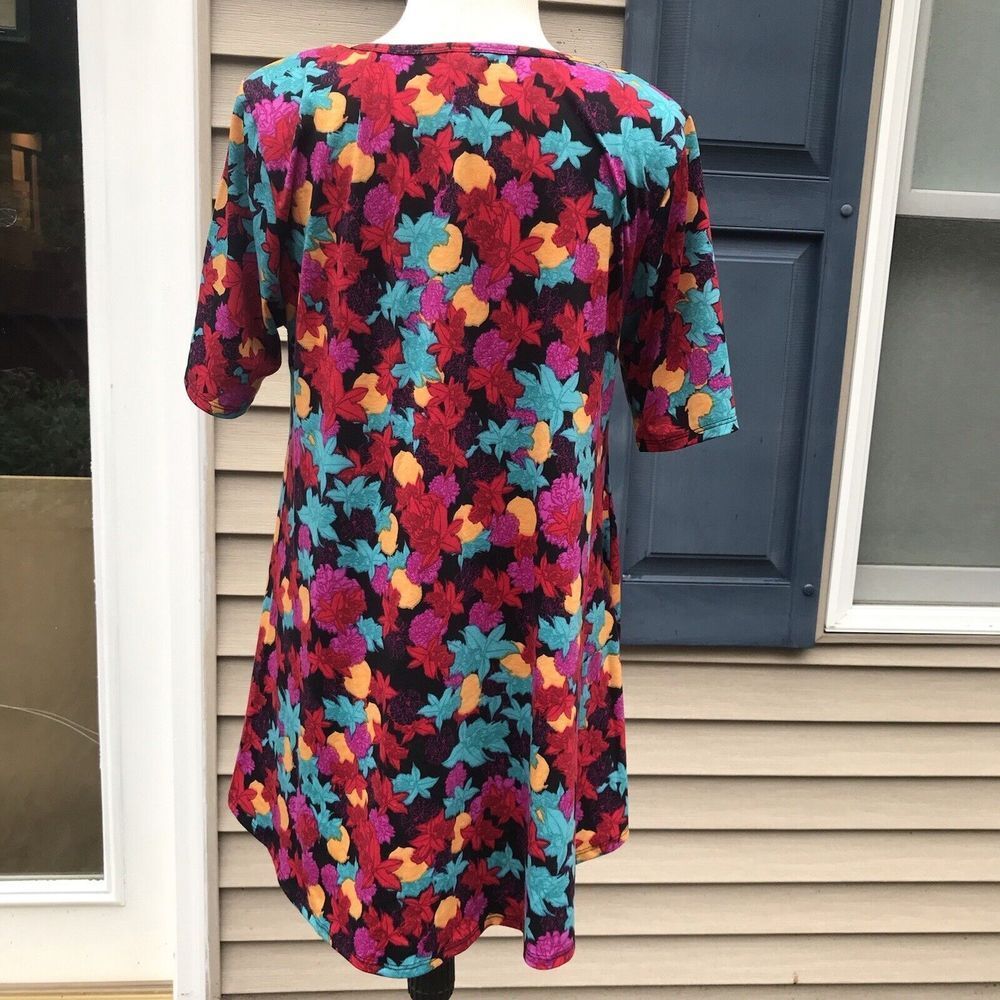 Lularoe Woman's Size Large Short Sleeve Irma Multicolor Leaves Print Tunic Top - Picture 4 of 7